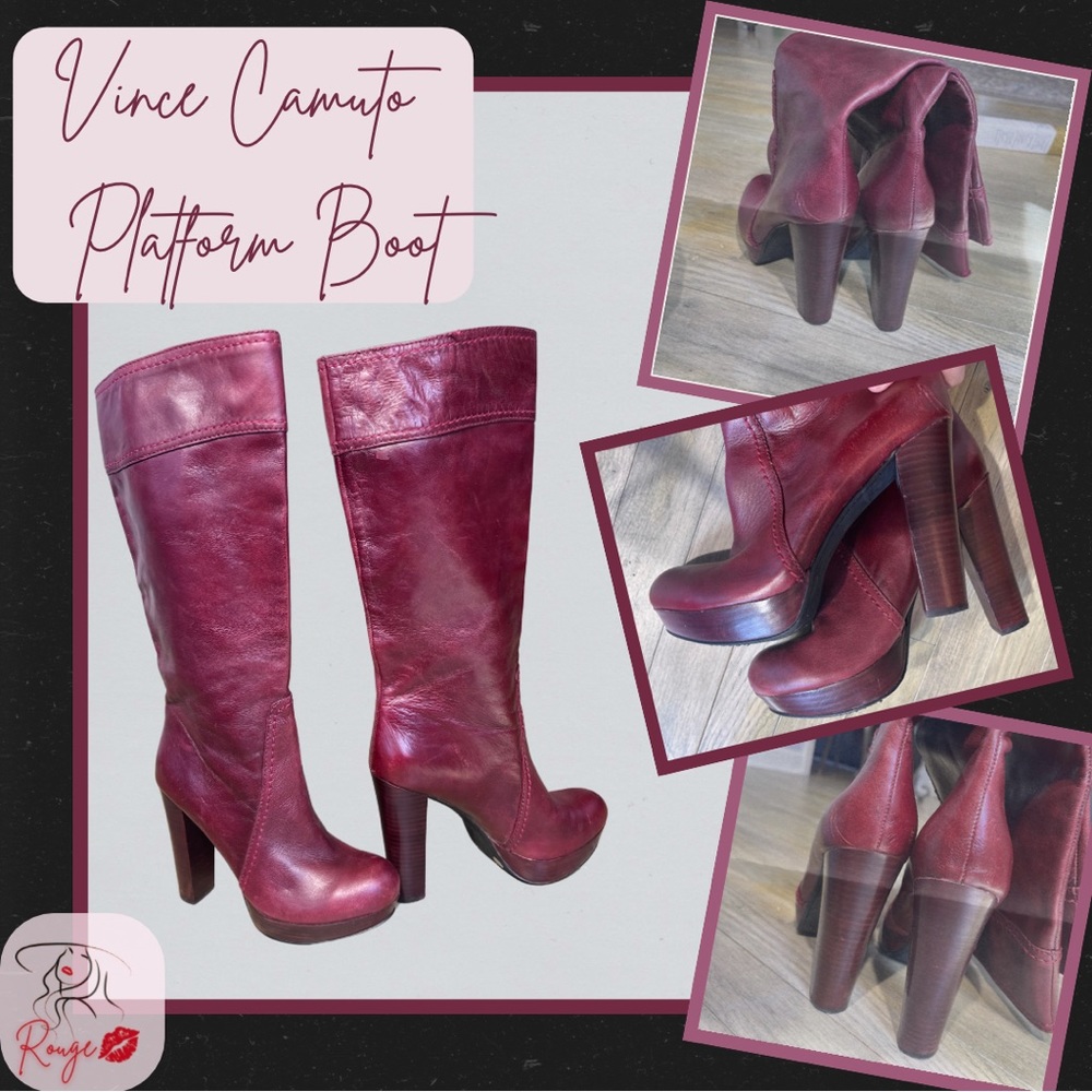 Vince Camuto Red Leather Platform Boot